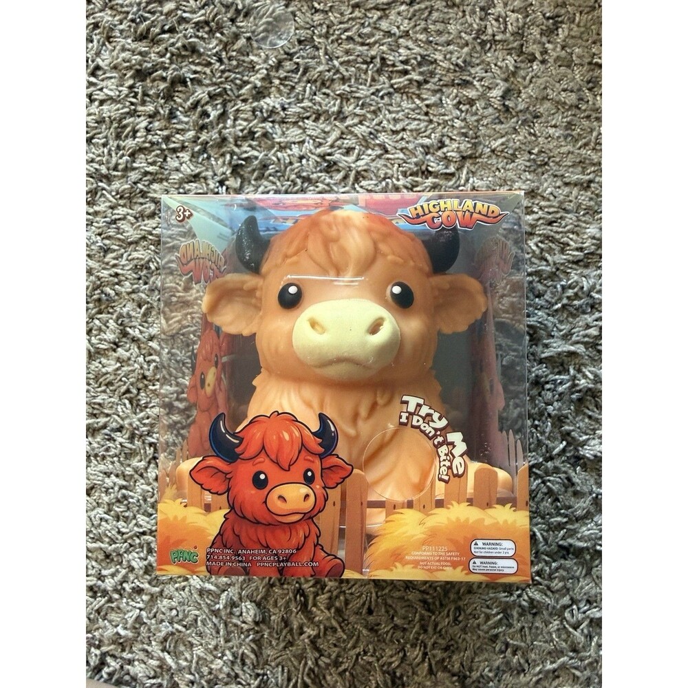 Highland Cow Squishy Toy Five Below - New in Box - On Hand & Ready to Ship